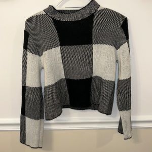 Checkered black and white SheIn cropped sweater